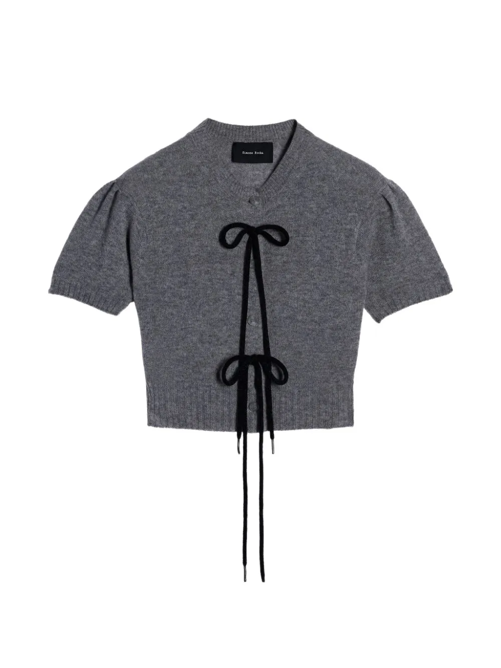 Simone Rocha bow-embellishment cashmere cardigan - Grigio