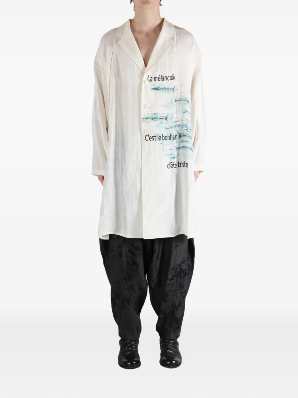 Yohji Yamamoto Printed Coat - Neutrals 