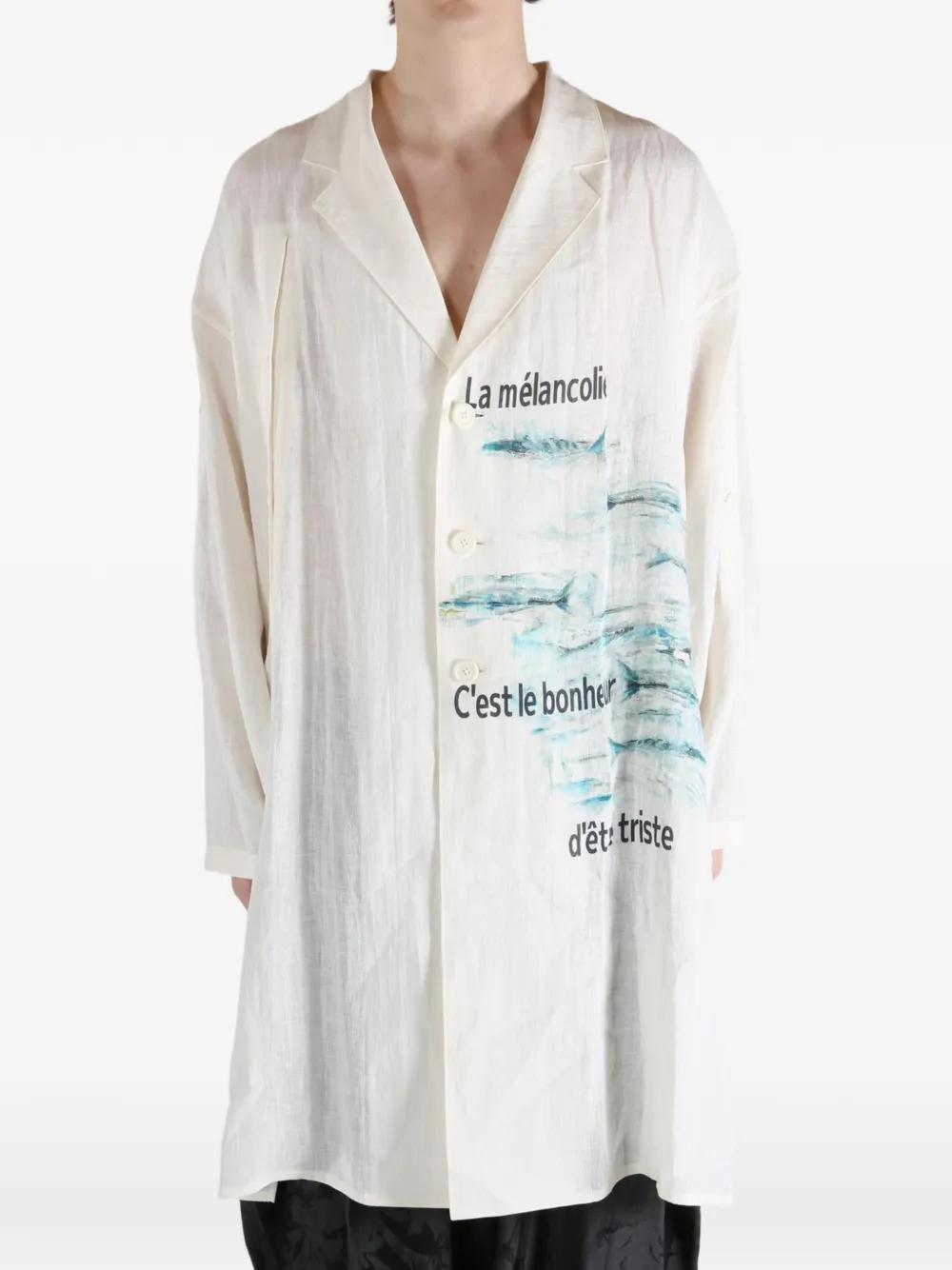  Yohji Yamamoto Printed Coat - Neutrals 