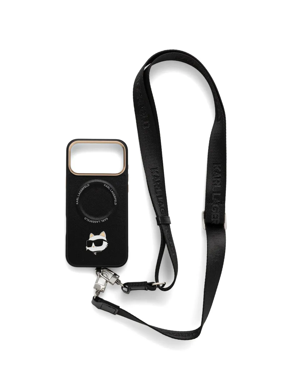 Karl Lagerfeld Choupette logo-strap iphone 17 Pro Max case - Nero