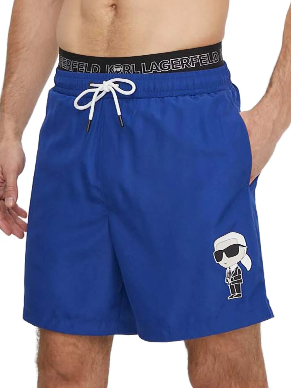 Karl Lagerfeld Ikonik Karl logo-waistband swim shorts - Blu
