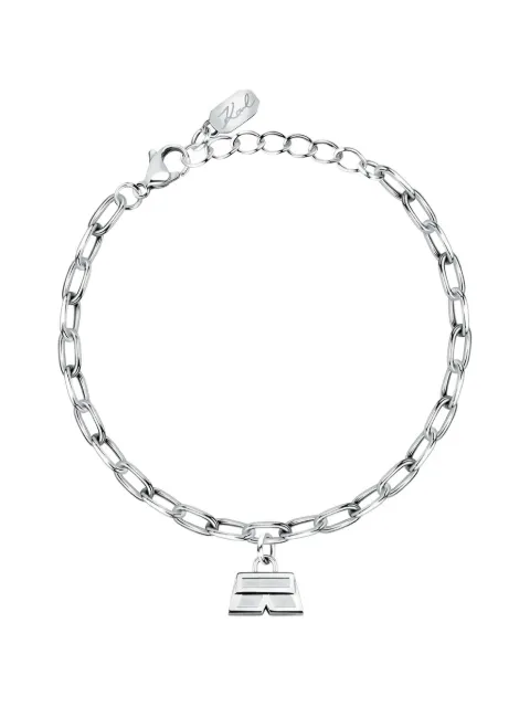 Karl Lagerfeld logo-pendant cable-link bracelet