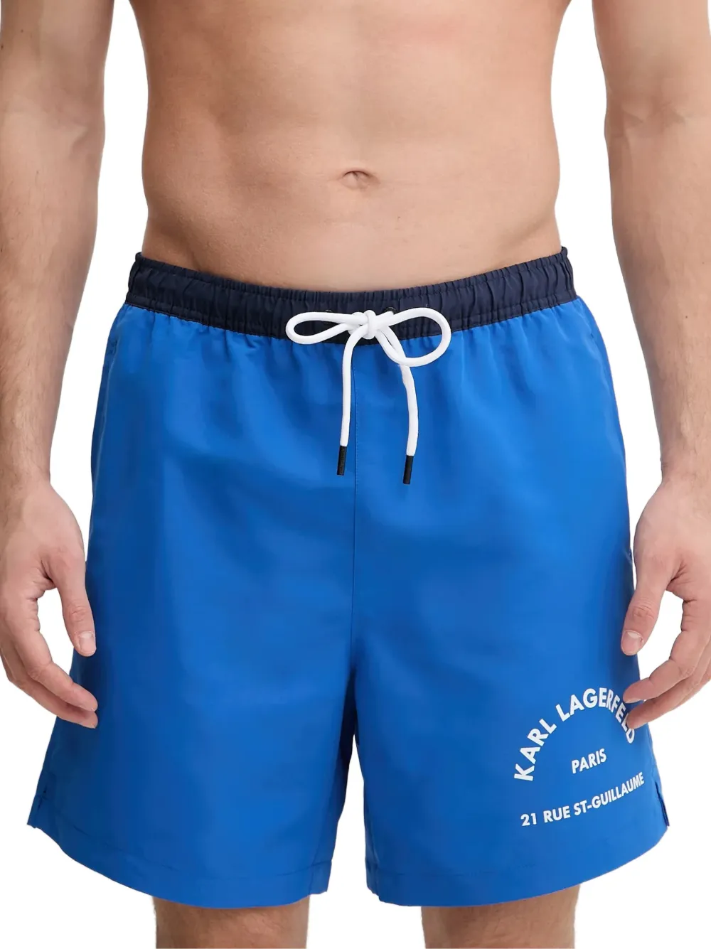 Karl Lagerfeld logo-print drawstring swim shorts - Blu