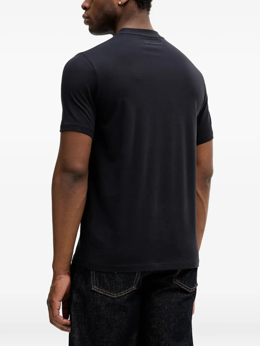 Karl Lagerfeld logo-embroidered T-shirt Zwart