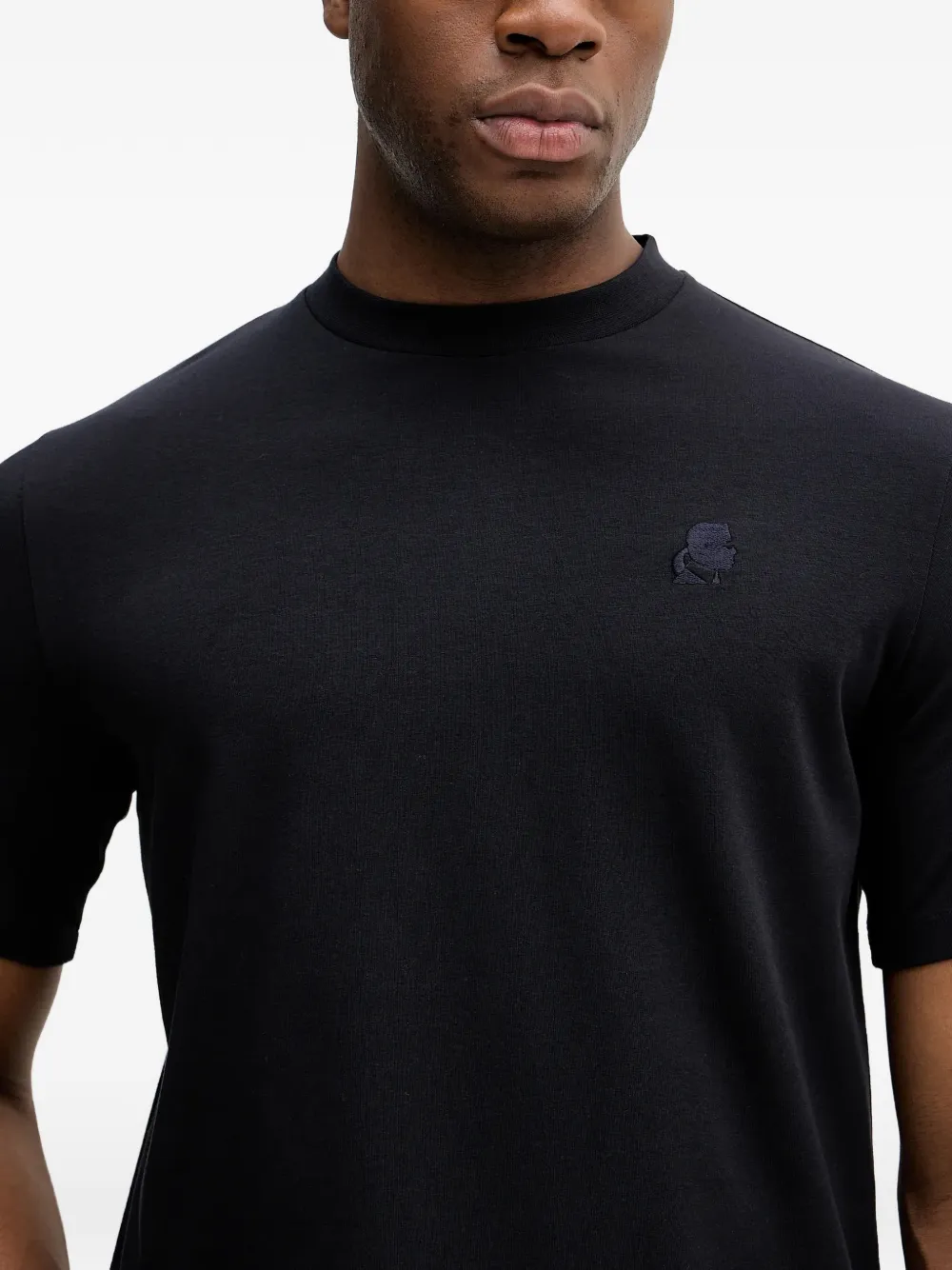 Karl Lagerfeld logo-embroidered T-shirt Zwart