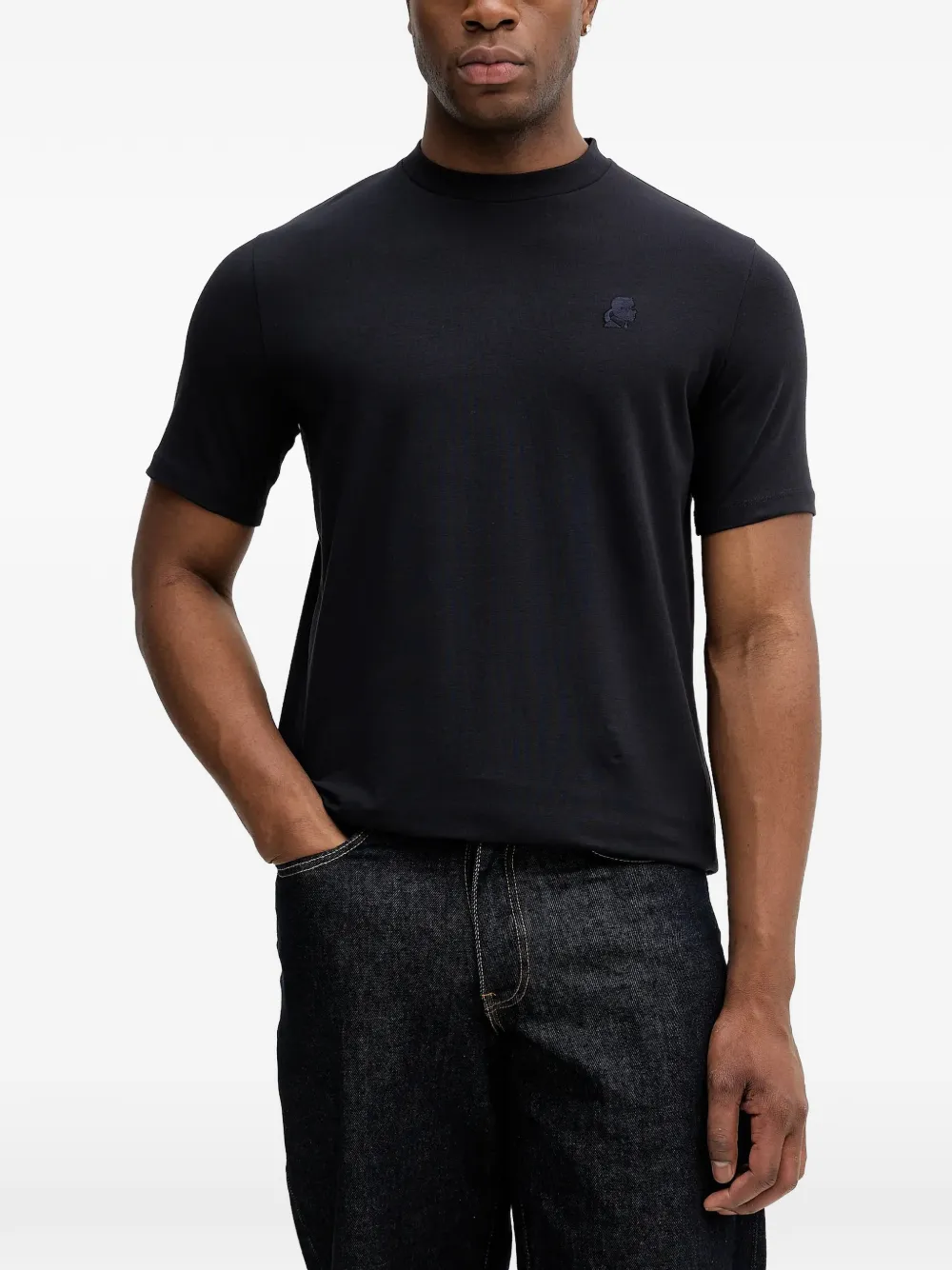 Karl Lagerfeld embroidered logo T-shirt - Nero