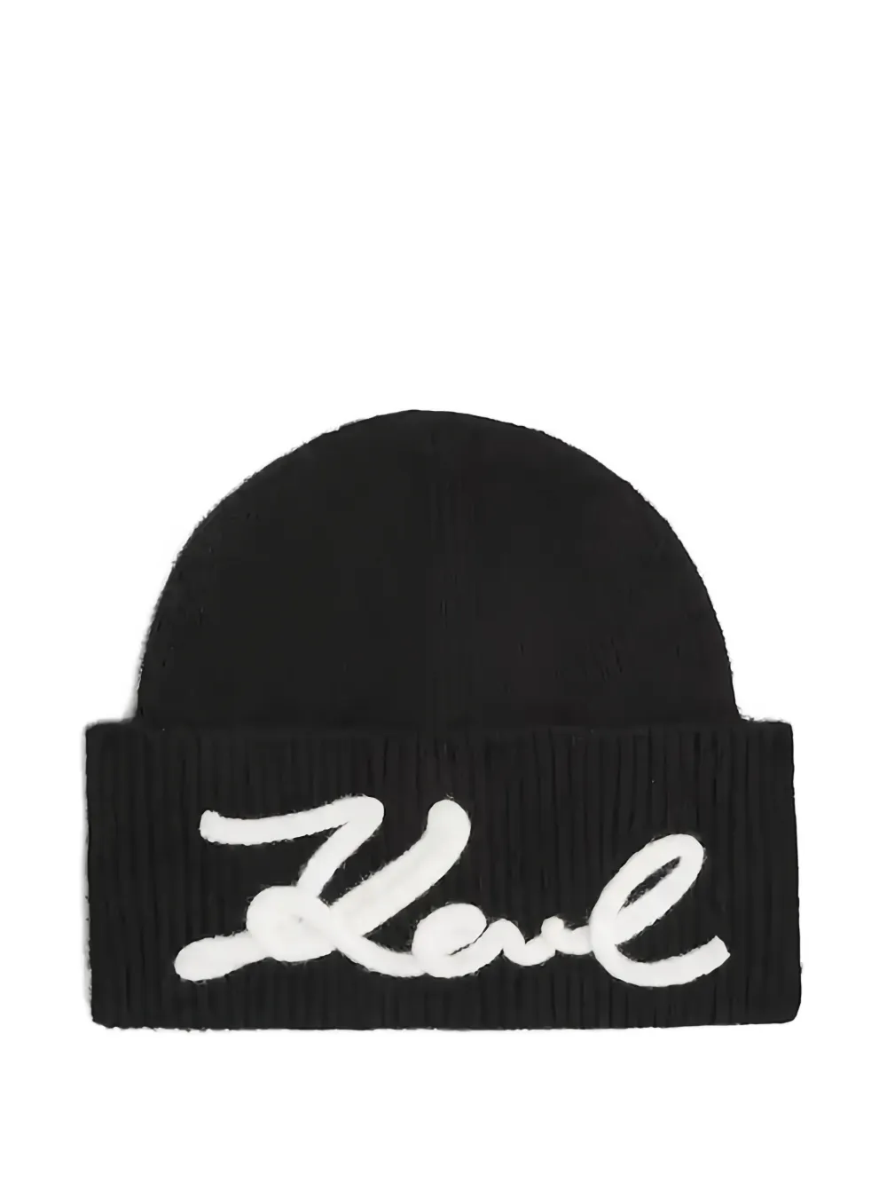 Karl Lagerfeld Knitted Logo Hat In Black
