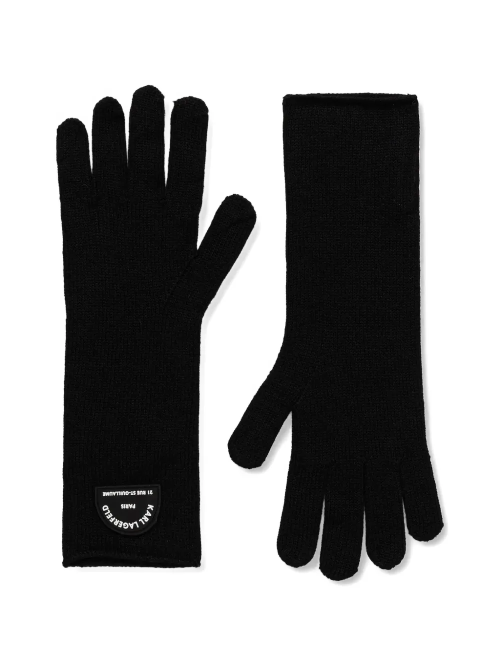 Karl Lagerfeld logo-patch knitted gloves - Schwarz
