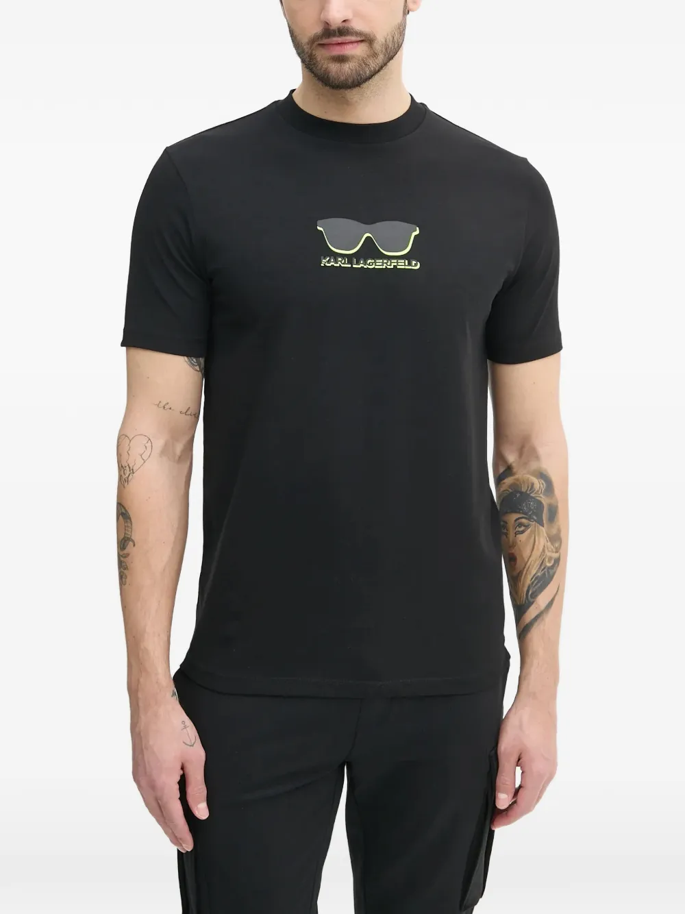 Karl Lagerfeld glasses graphic T-shirt - Schwarz