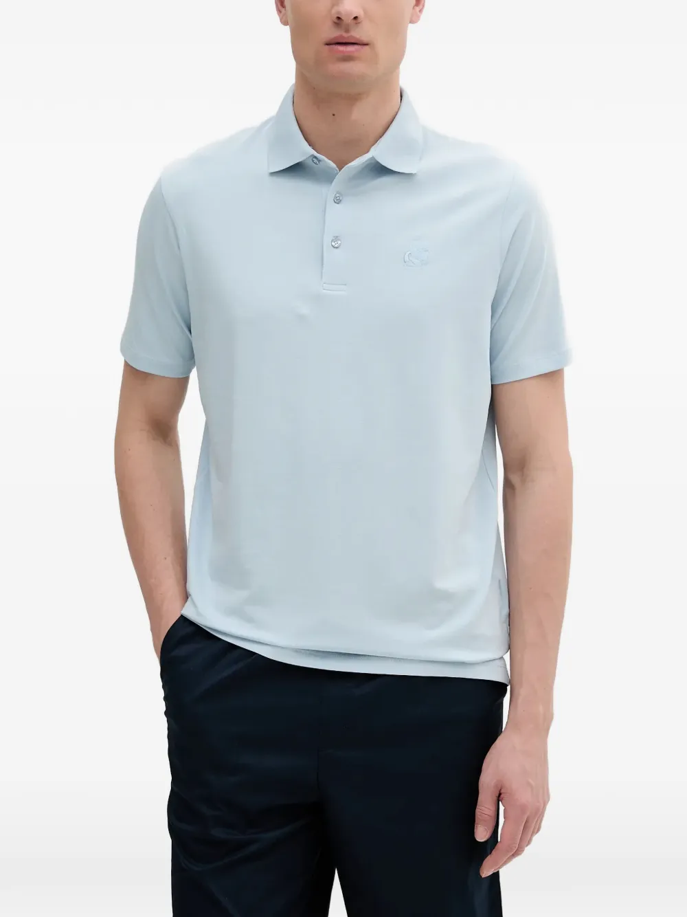 Karl Lagerfeld button emblem polo shirt - Blu