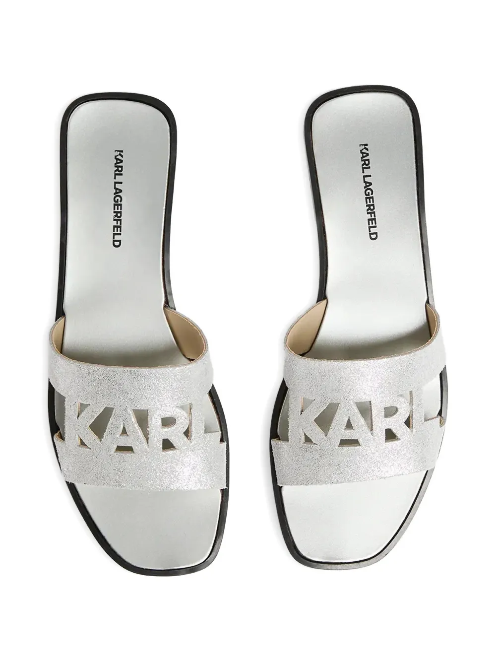 Karl Lagerfeld glitter-effect slides Zilver