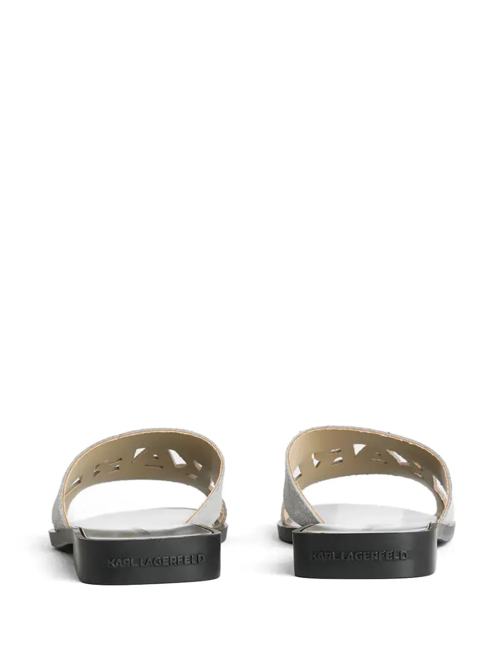 Karl Lagerfeld glitter-effect slides Zilver