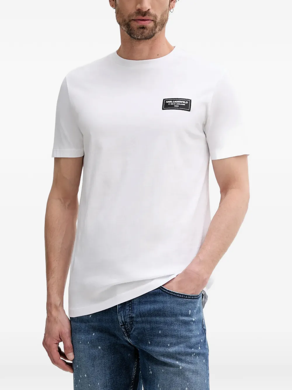 Karl Lagerfeld Rue Saint-Guillaume-patch T-shirt - Bianco