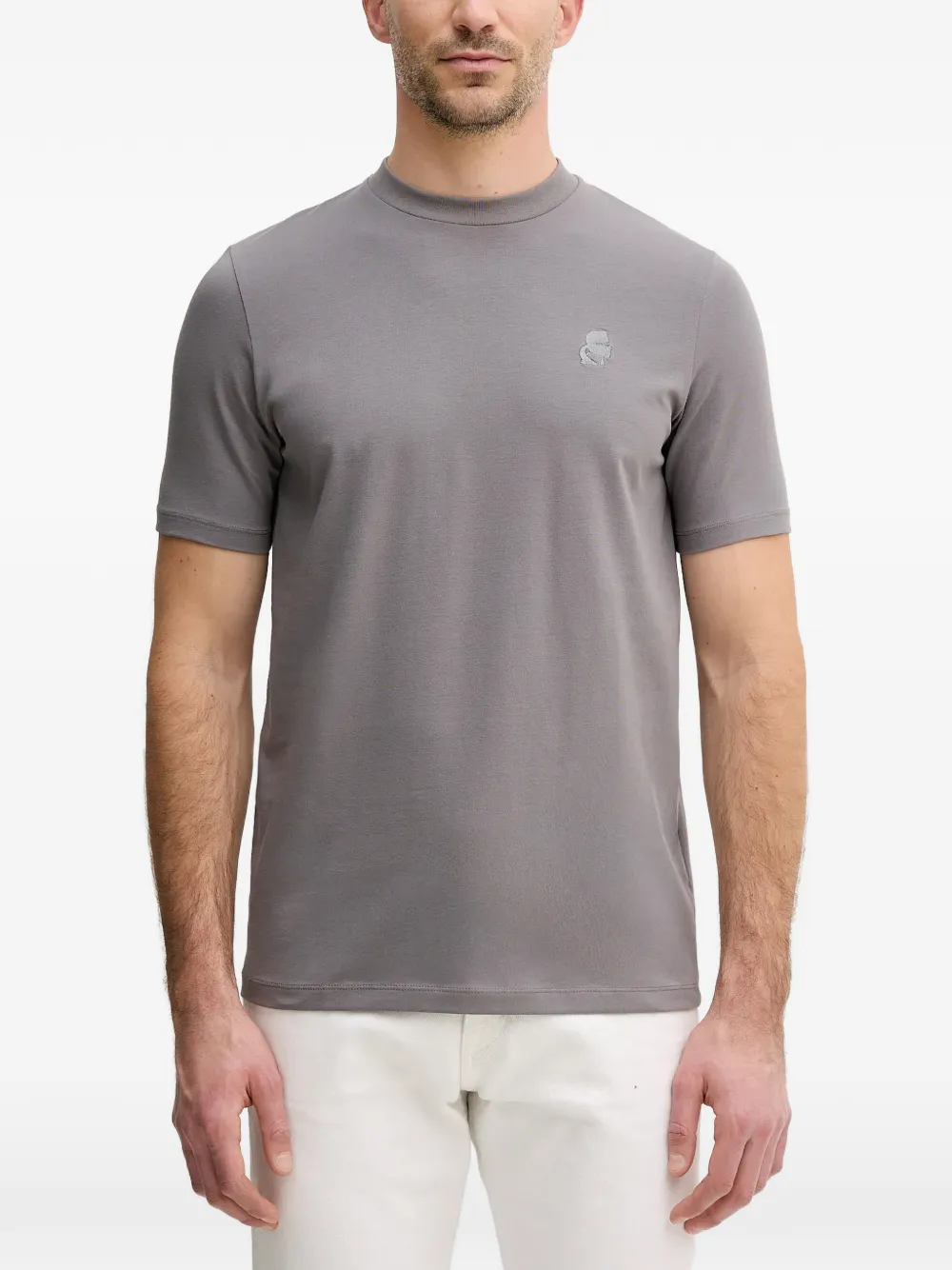 Karl Lagerfeld logo-embroidered T-shirt - Grigio