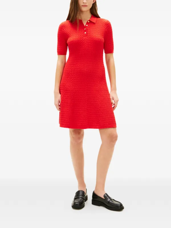cable knit polo dress Tommy Hilfiger cable-knit | Red miniature button