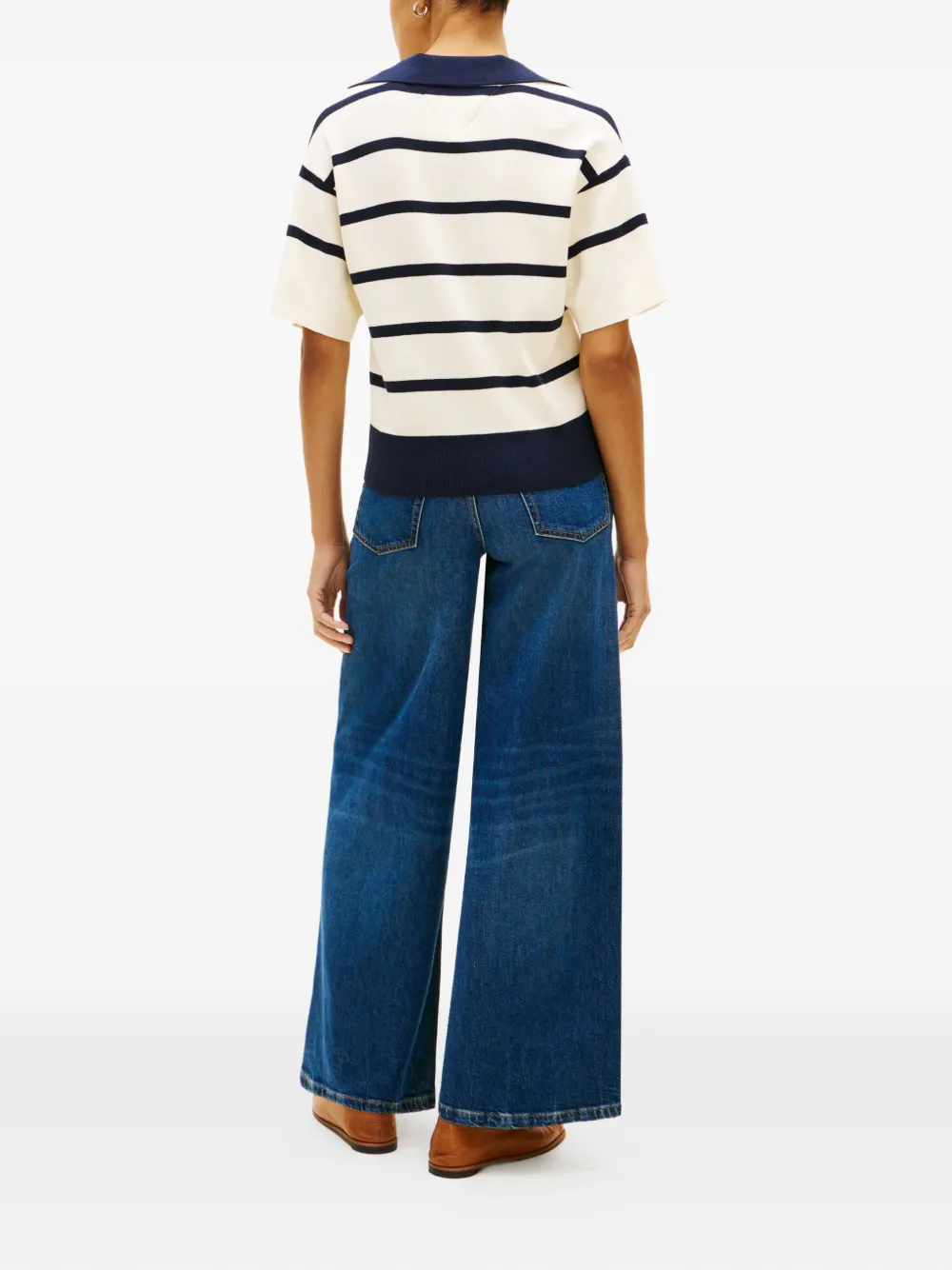  Tommy Hilfiger Striped V-neck Knitted Top - Neutrals 