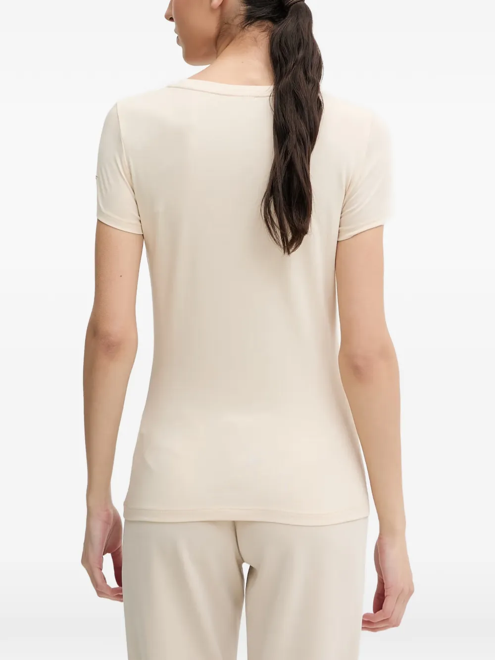 Ea7 Emporio Armani T-shirt met logo van stras Beige