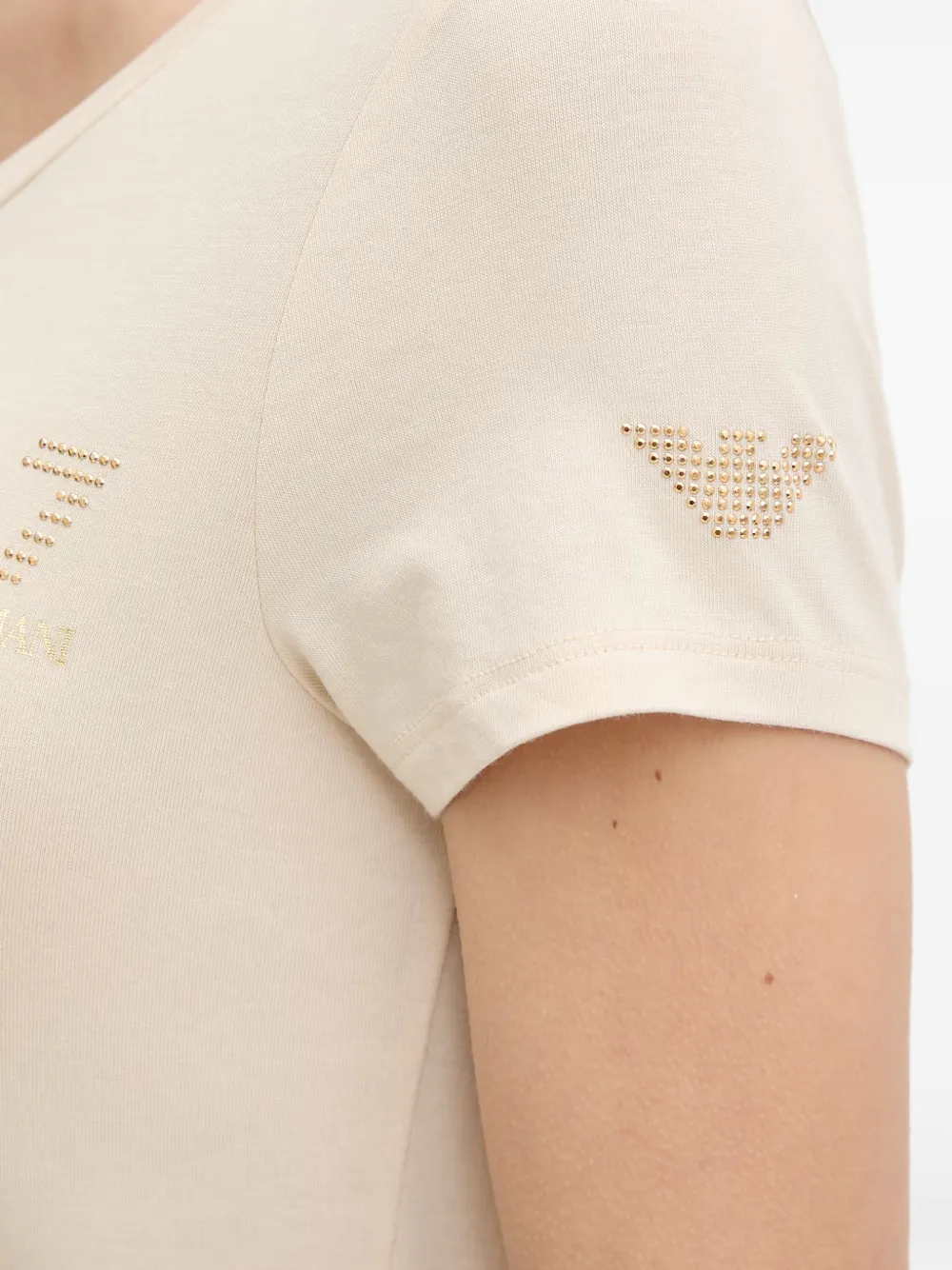 Ea7 Emporio Armani T-shirt met logo van stras Beige