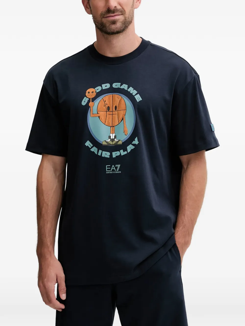 Ea7 Emporio Armani graphic-print cotton T-shirt - Blu