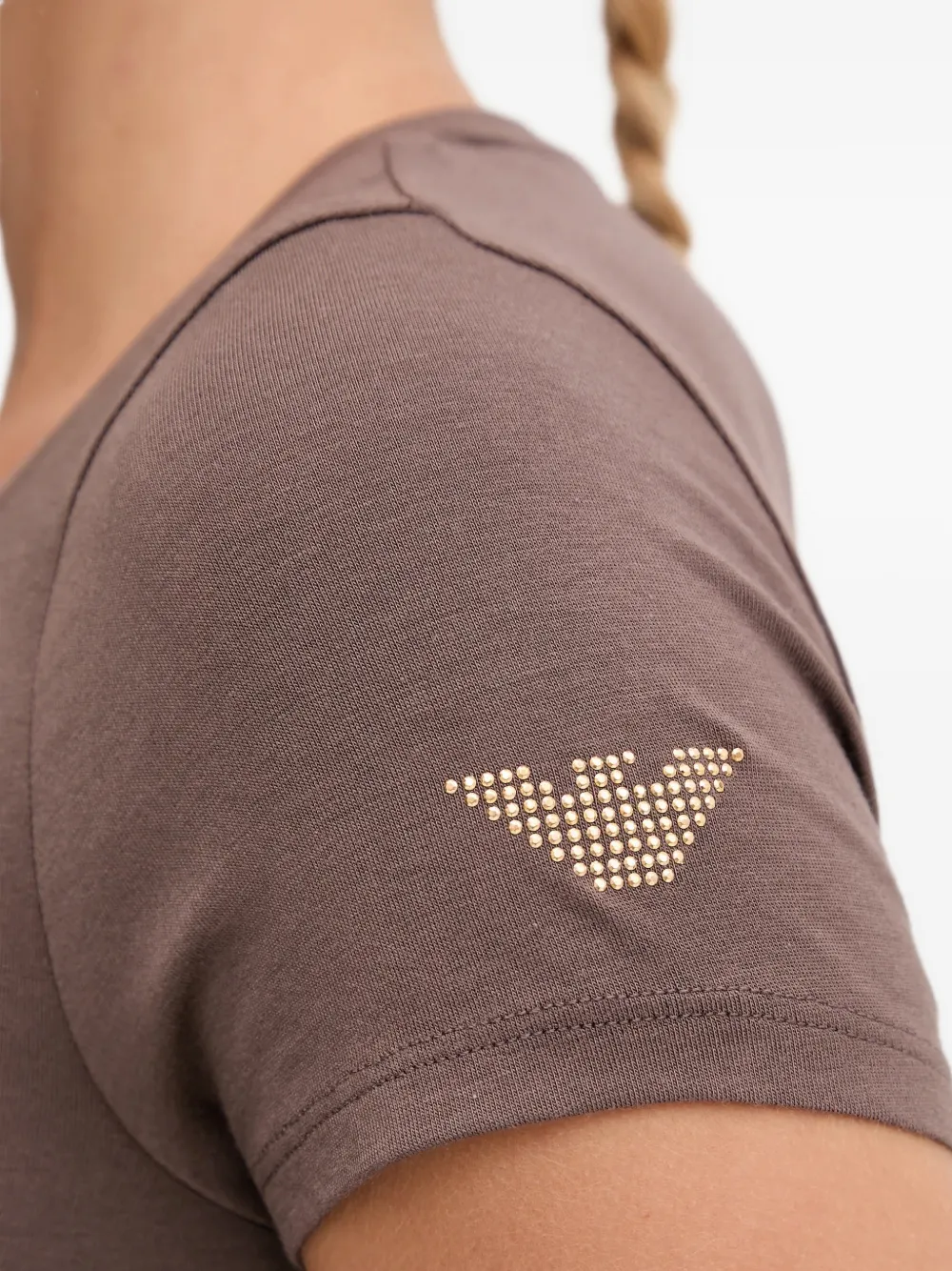 Ea7 Emporio Armani T-shirt verfraaid met logo Bruin