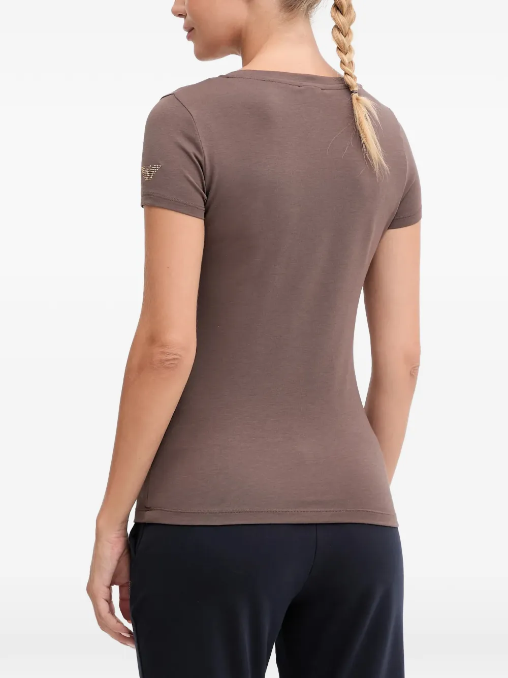 Ea7 Emporio Armani T-shirt verfraaid met logo Bruin