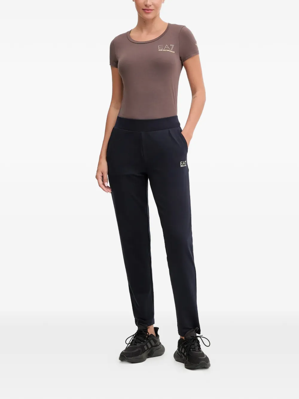 Ea7 Emporio Armani T-shirt verfraaid met logo Bruin