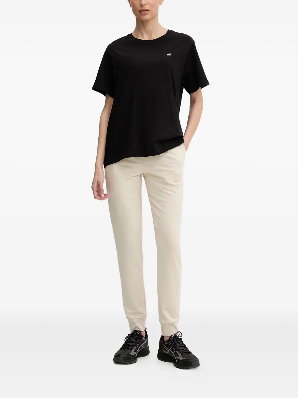Ea7 Emporio Armani T-shirt met logoplakkaat Zwart