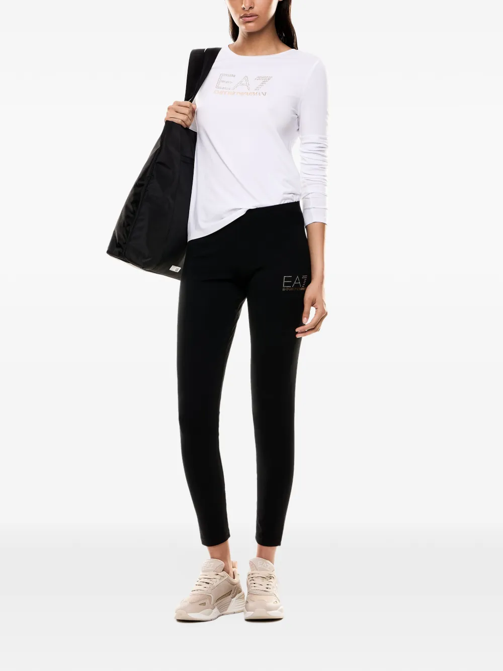 Ea7 Emporio Armani T-shirt met studs Wit