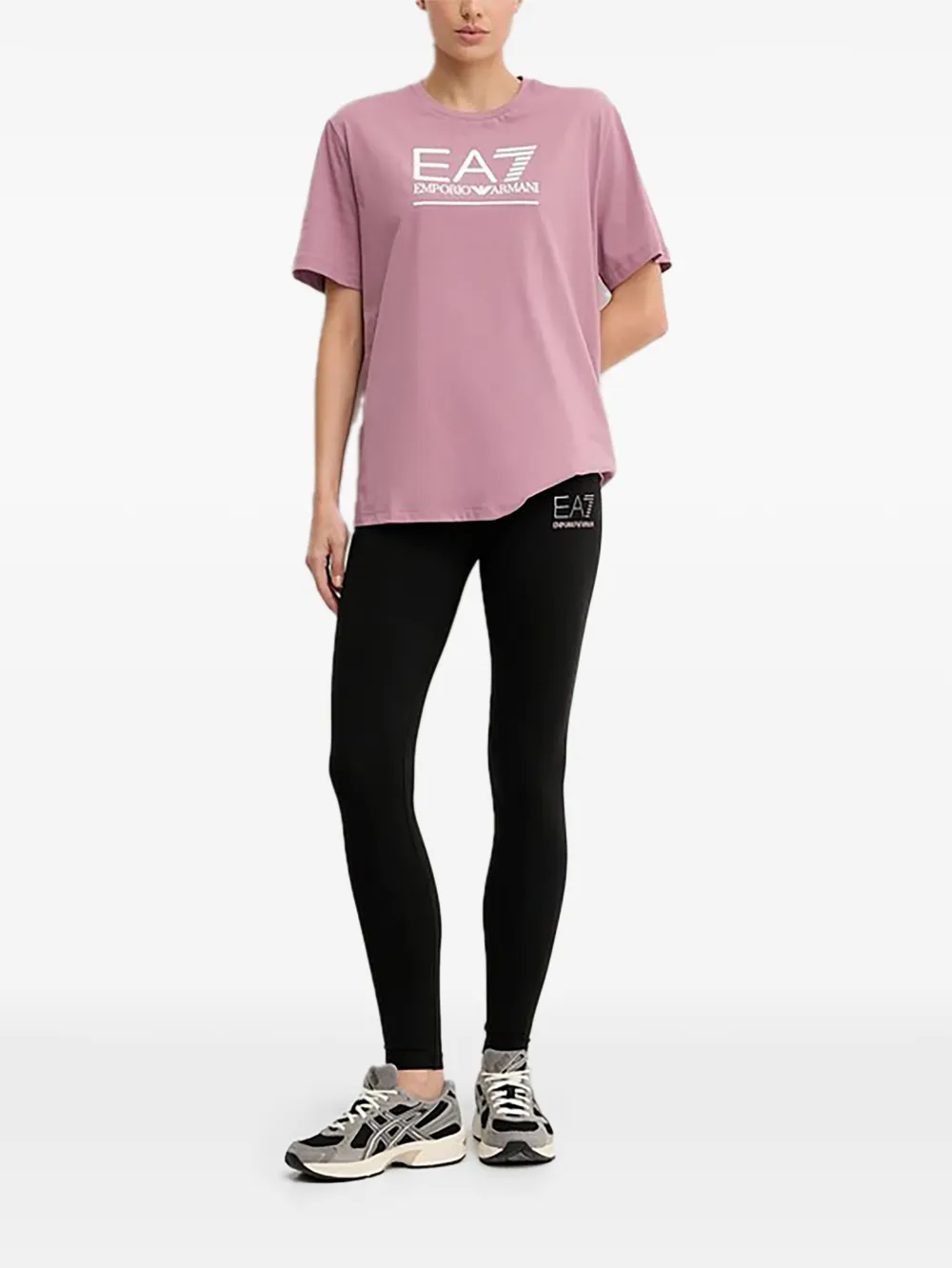 Ea7 Emporio Armani T-shirt met logoprint Roze