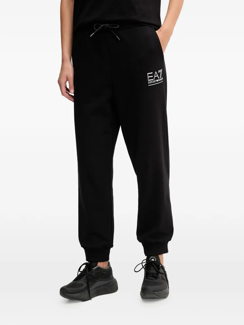 Ea7 Emporio Armani drawstring logo track pants - Nero