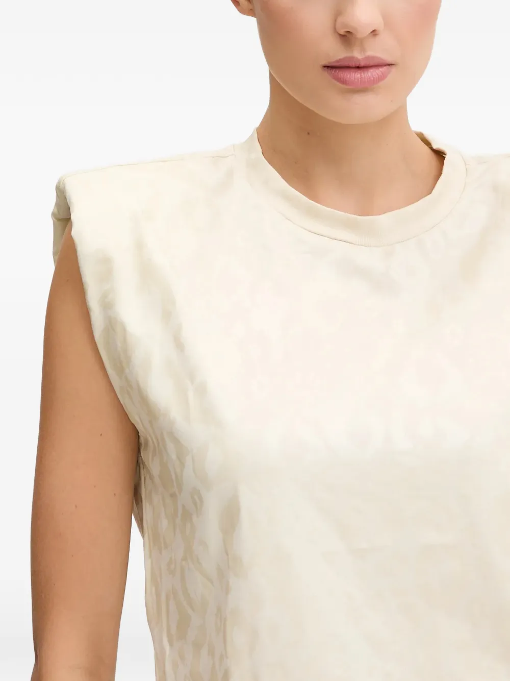 Ea7 Emporio Armani Top met luipaardprint en gewatteerde schouders Beige