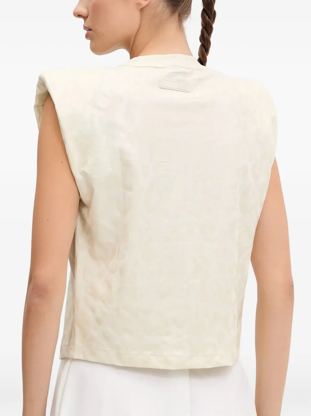Ea7 Emporio Armani Top met luipaardprint en gewatteerde schouders Beige