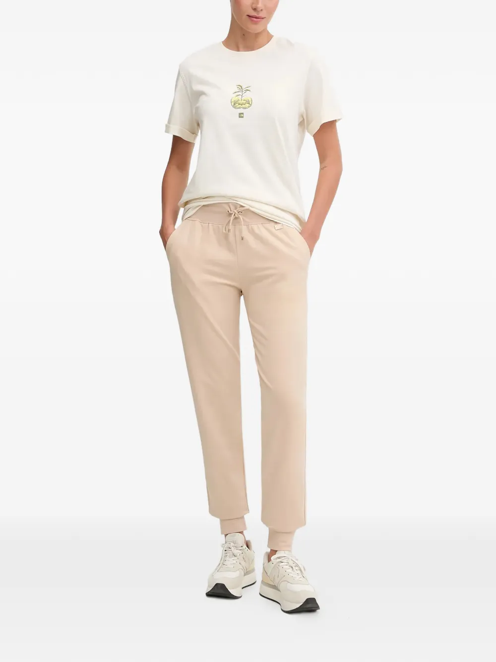 Ea7 Emporio Armani drawstring-waist track pants Beige