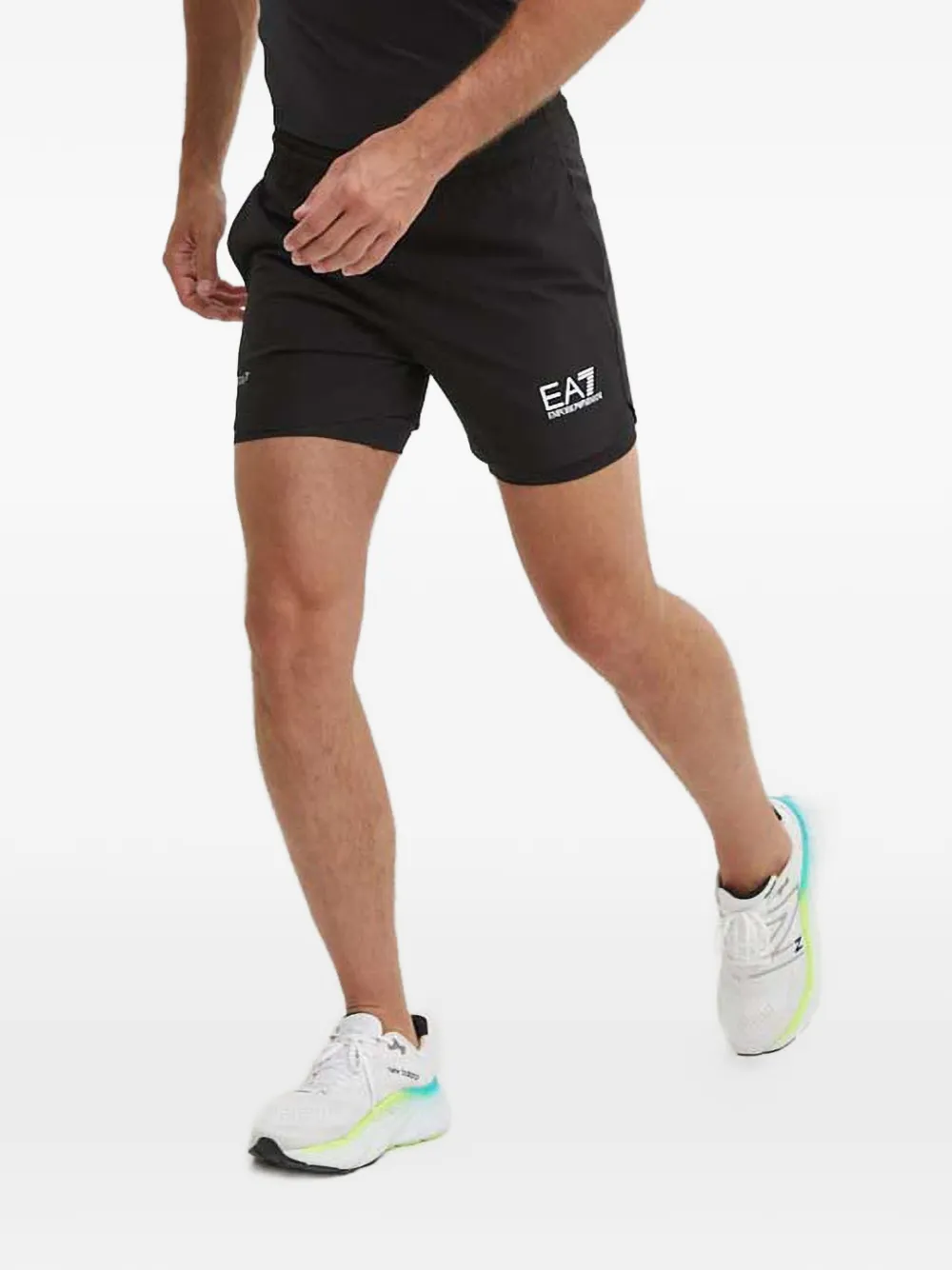 Ea7 Emporio Armani logo-print track shorts - Nero