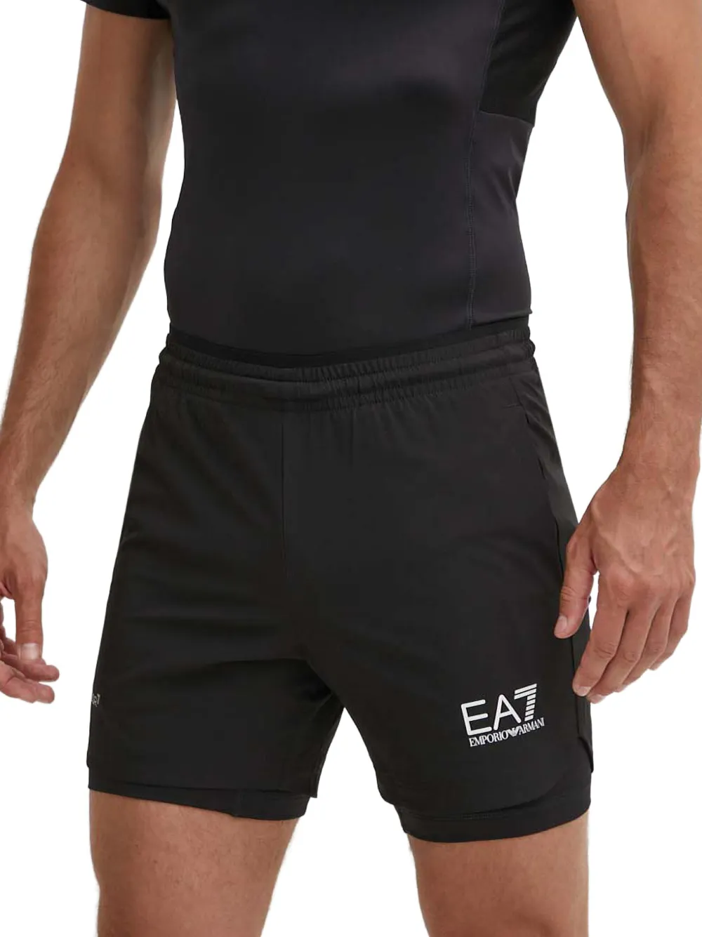 Ea7 Emporio Armani logo-print track shorts Zwart