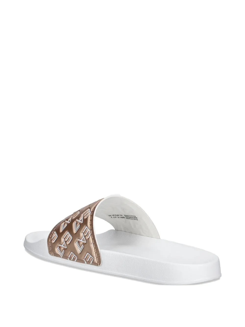 Ea7 Emporio Armani logo-embossed slides Beige