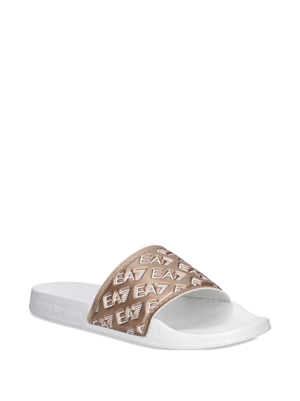 Ea7 Emporio Armani logo-embossed slides Beige