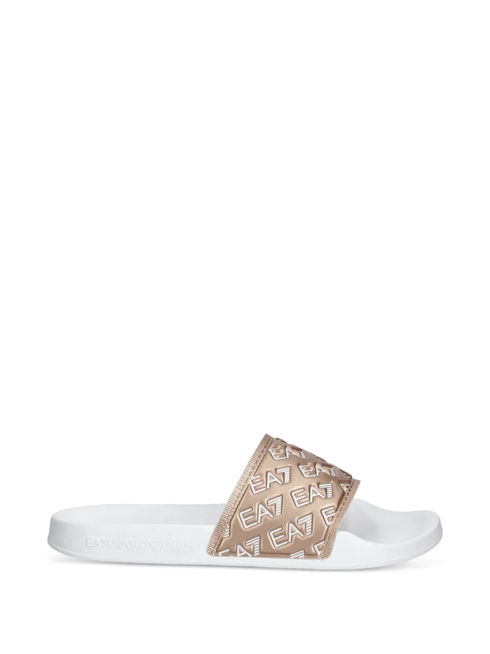 Ea7 Emporio Armani logo-embossed slides Beige