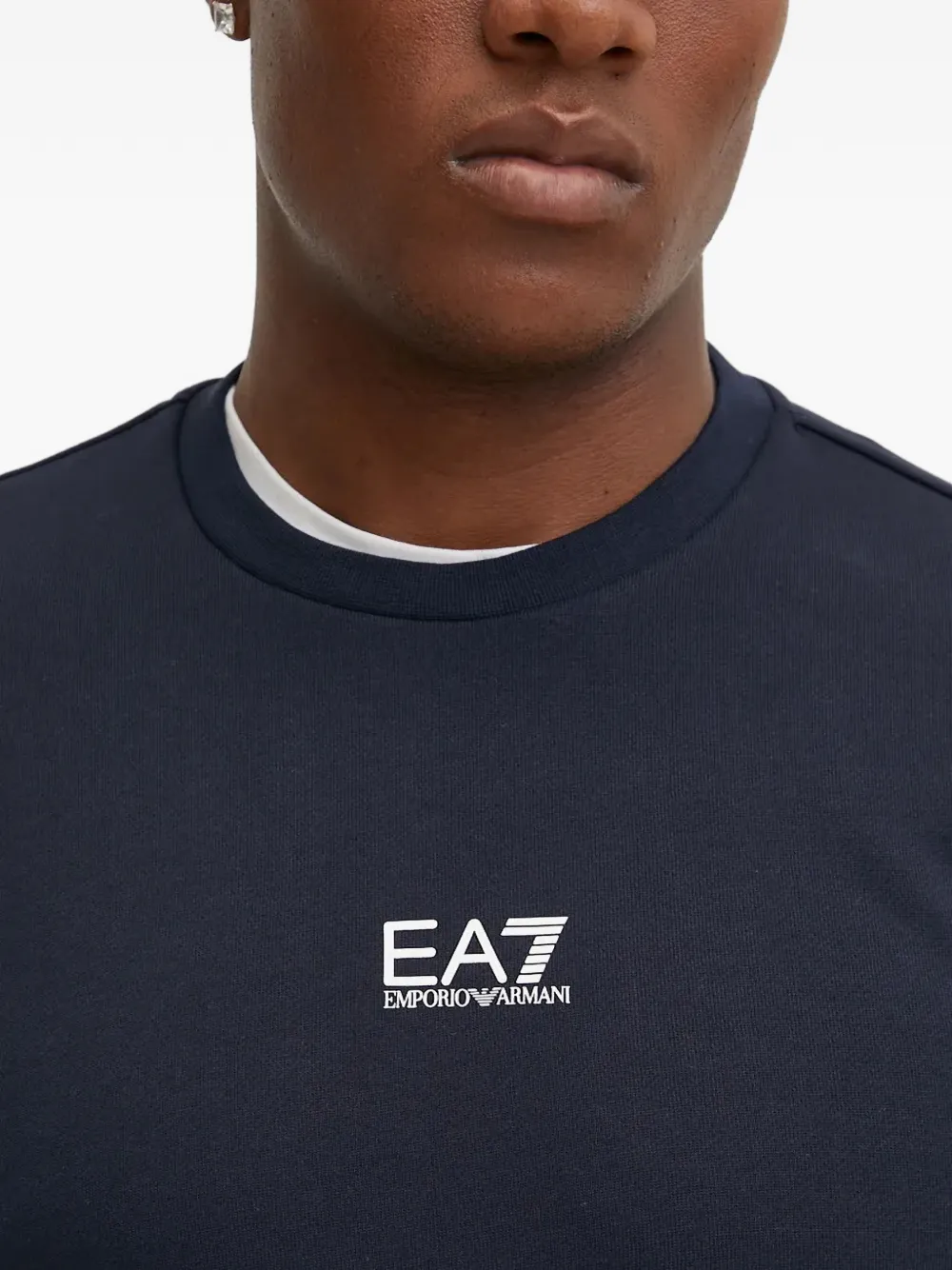 Ea7 Emporio Armani Sweater met logo en ronde hals Blauw