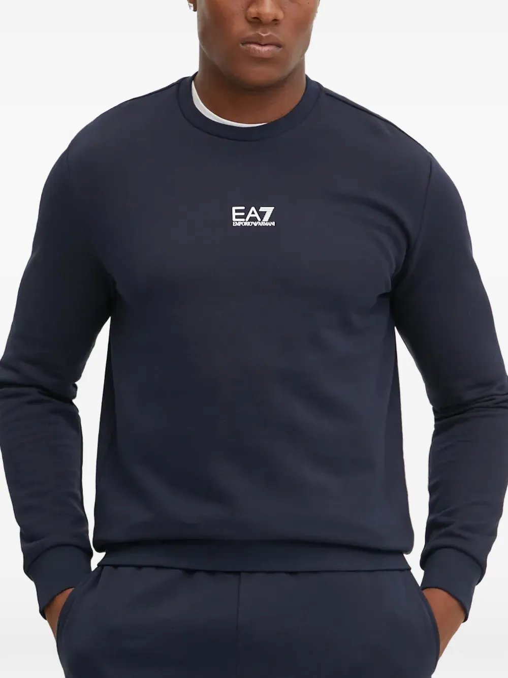 Ea7 Emporio Armani Felpa girocollo con logo - Blu