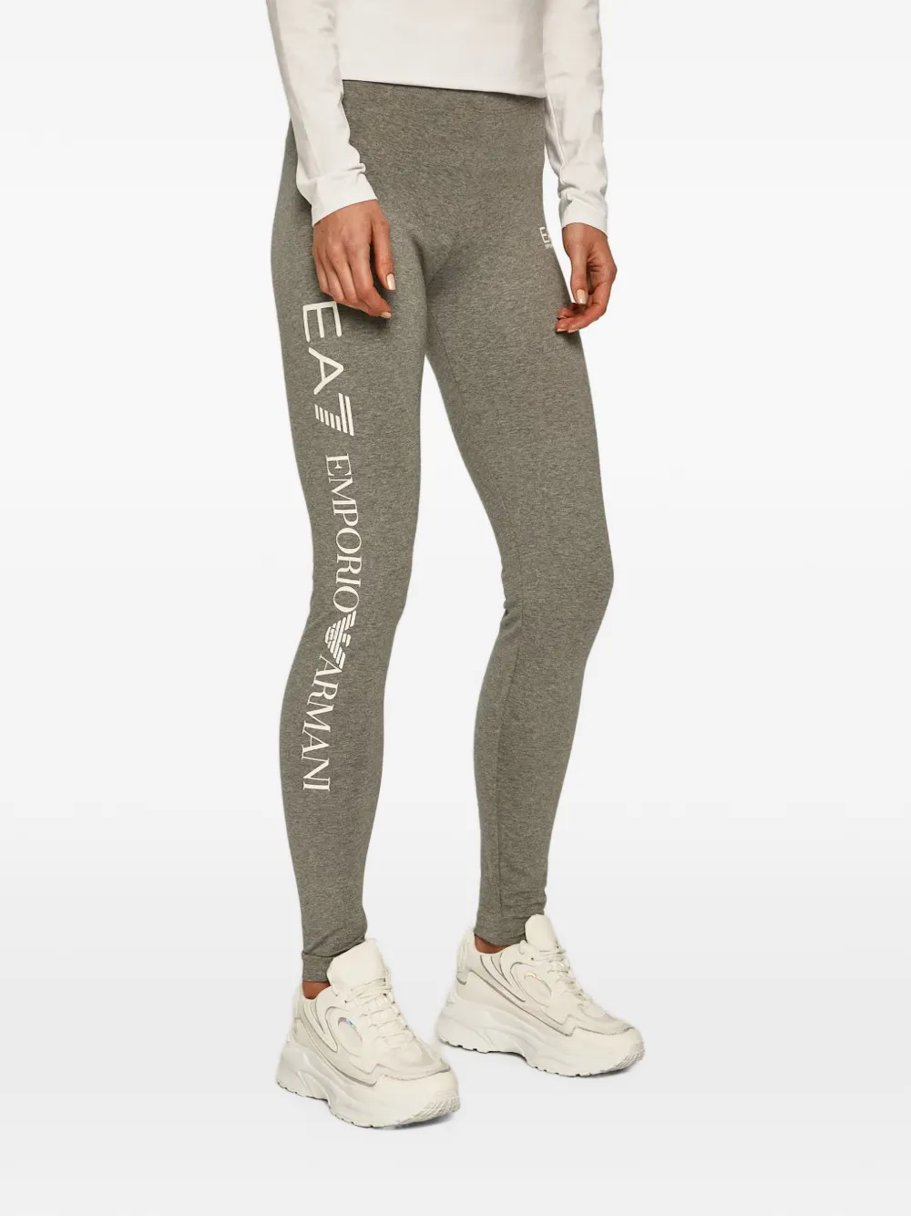Ea7 Logo Leggings In Gray
