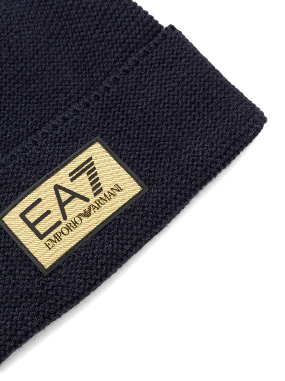 Ea7 Emporio Armani logo-patch beanie hat Blauw