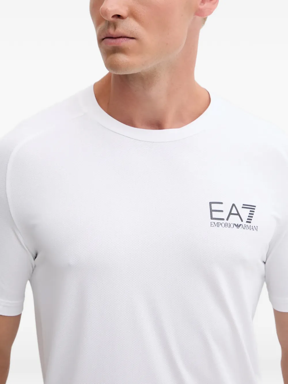 Ea7 Emporio Armani T-shirt met logoprint met ronde hals Wit