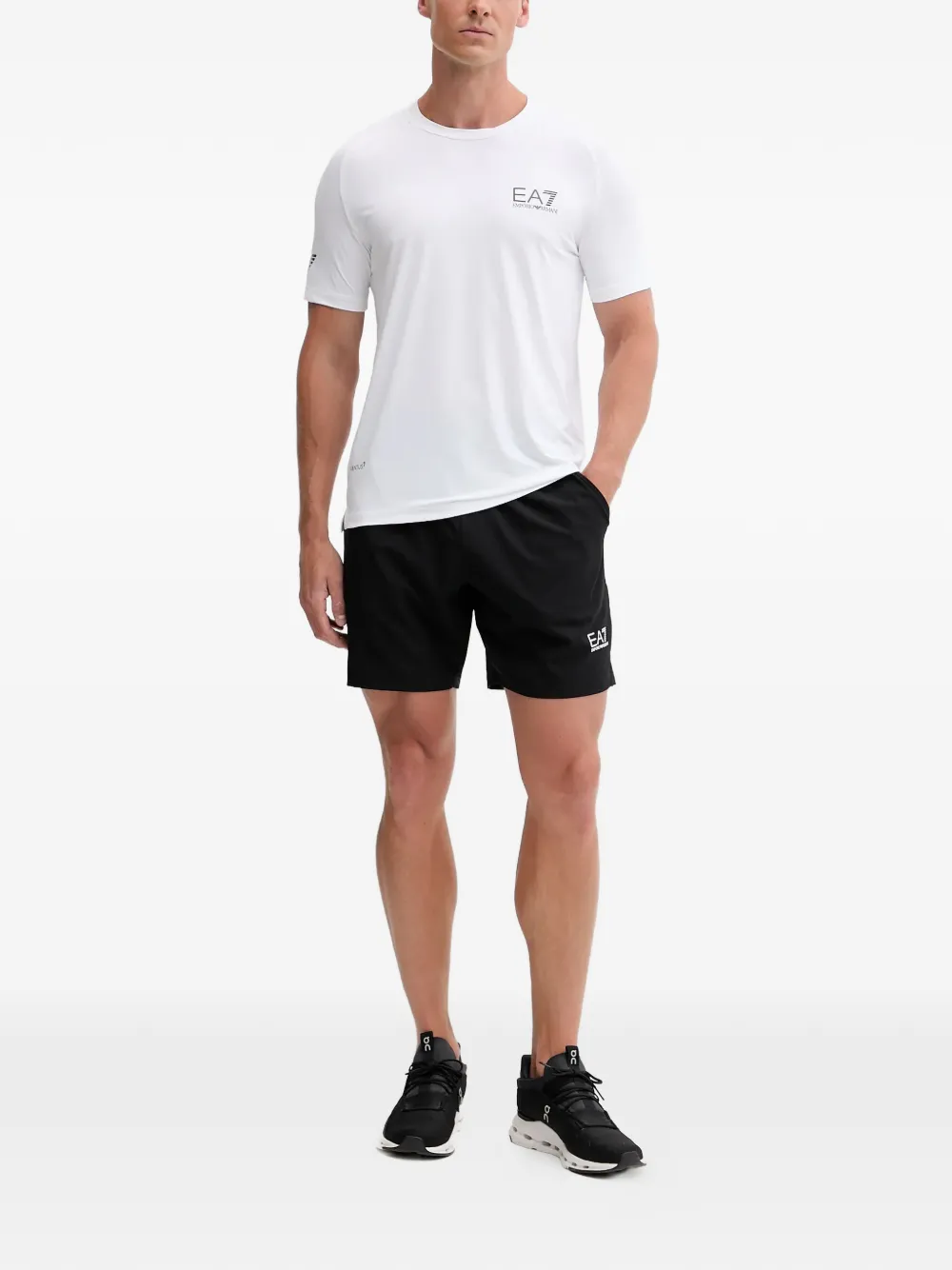 Ea7 Emporio Armani T-shirt met logoprint met ronde hals Wit