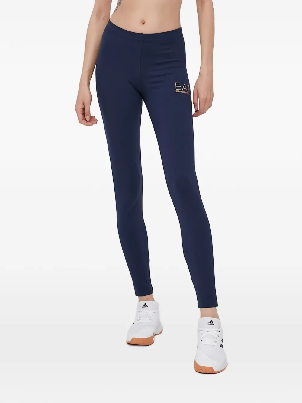 Ea7 Emporio Armani rhinestone logo leggings - Blu