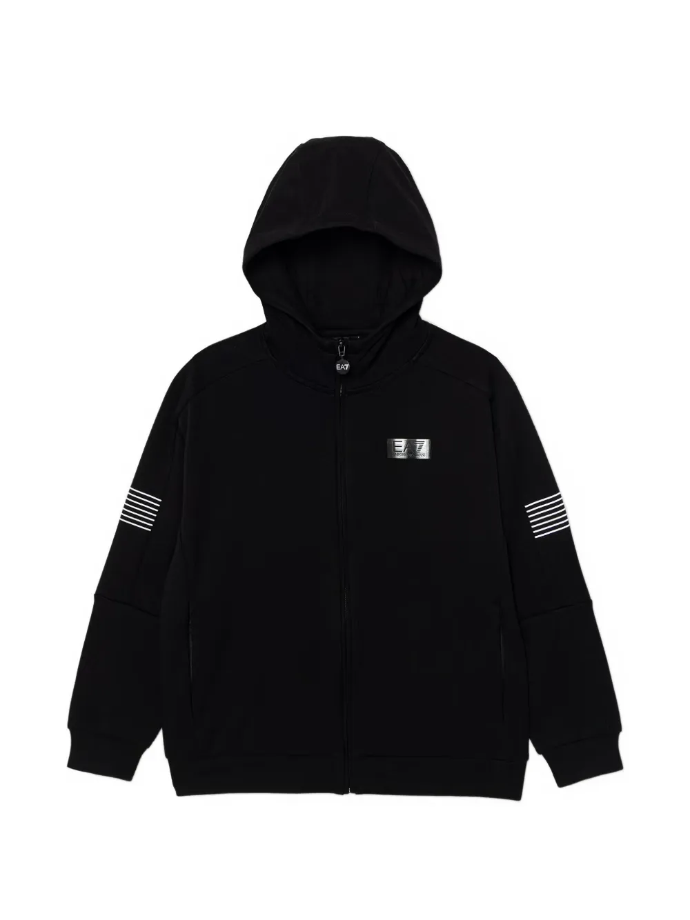 Ea7 Emporio Armani stripe detail hoodie - Nero