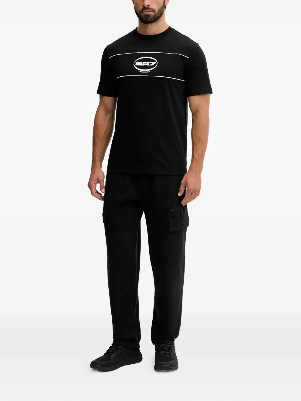Ea7 Emporio Armani T-shirt met logoprint met ronde hals Zwart