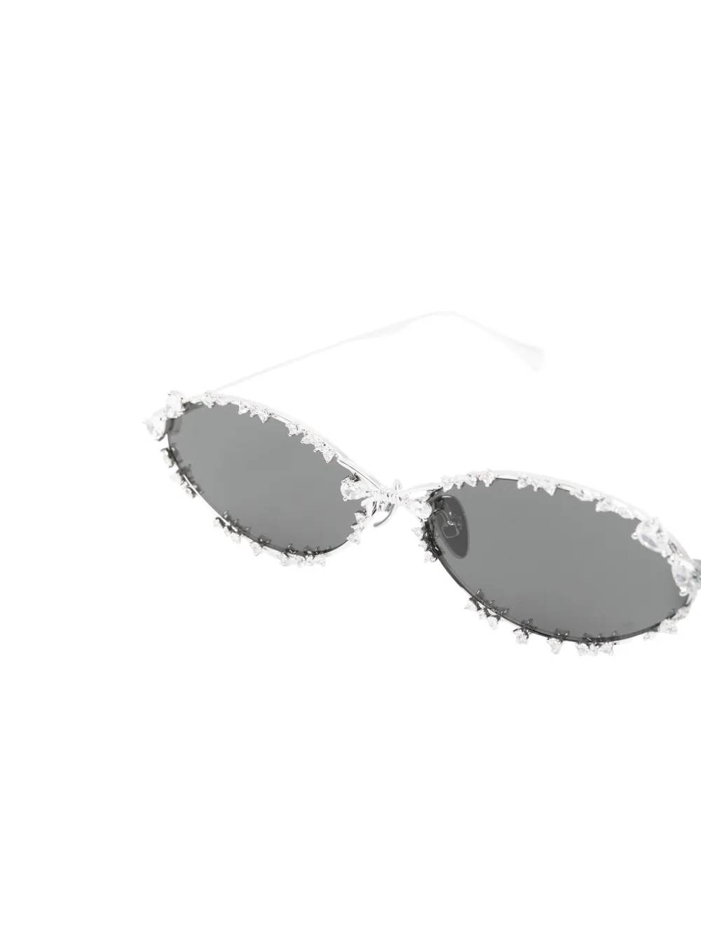  Yvmin Crystal Oval-frame Sunglasses - Silver 