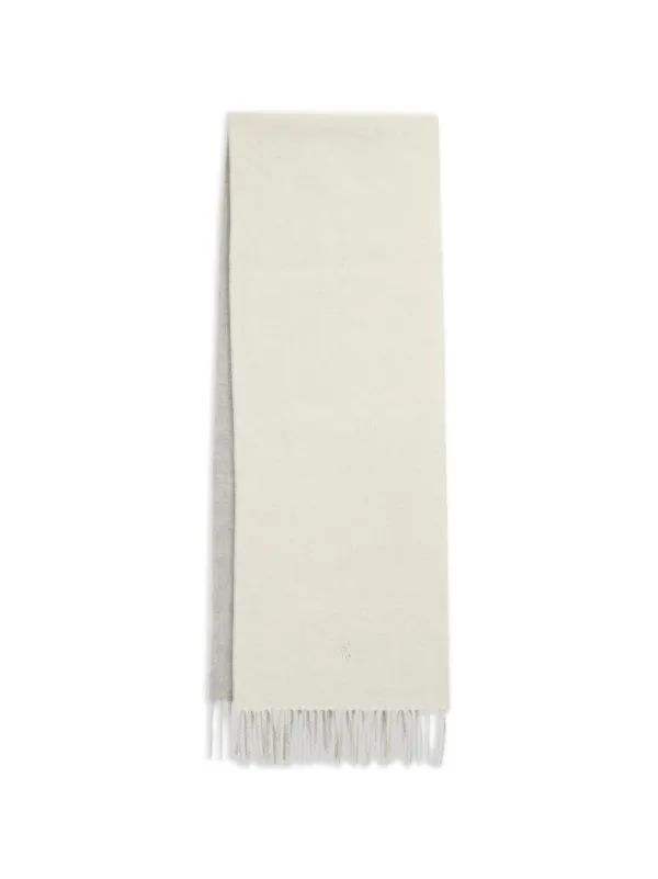 Polo Ralph Lauren Fringe Embroidered Scarf in Grey