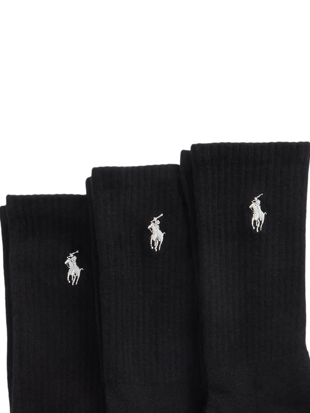 Polo Ralph Lauren Drie paar Sport Crew sokken met demping borduurwerk Zwart